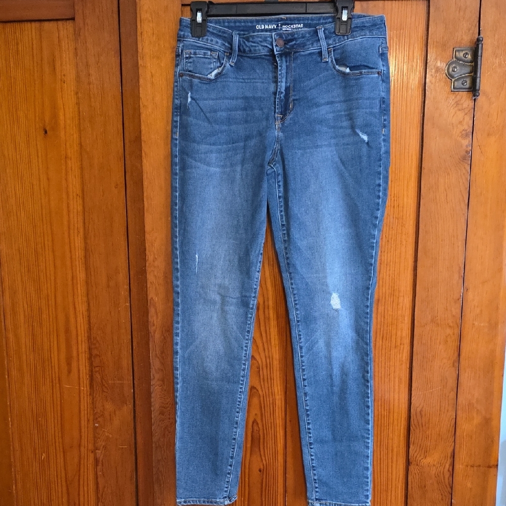 Old Navy Women's Rockstar Mid-Rise Blue Skinny Jeans